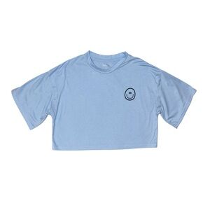 SHEIN Women's Blue Cropped Short Sleeve Shirt